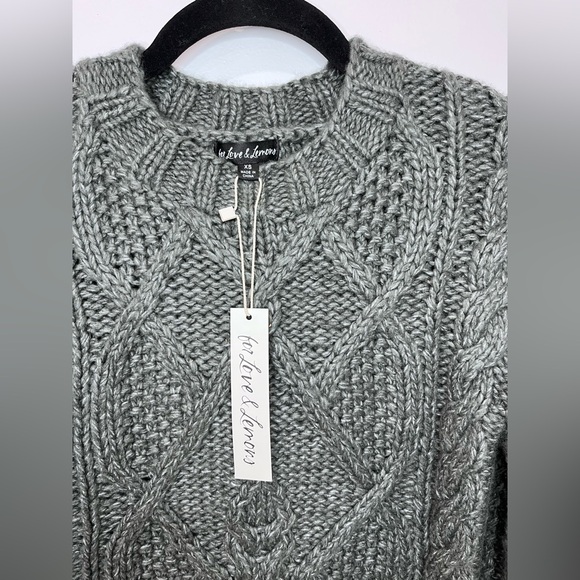 For Love & Lemons • Women’s Andie Grey Cut Out Cable Knit Sweater XS NWT - Picture 4 of 6
